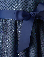 Sequin Flutter Sleeve Dress, Blue (NAVY), large