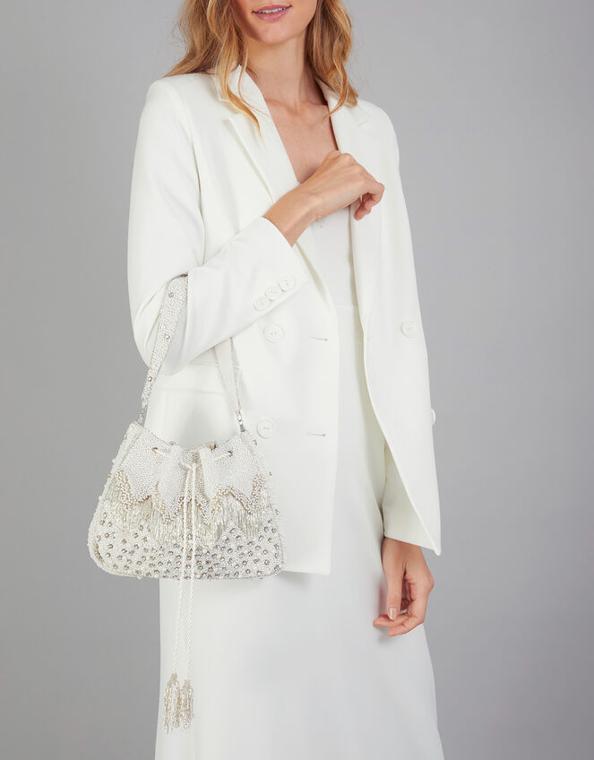 Pearly Embellished Pouch Bag, , large