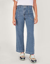 Wide Leg Cargo Jeans , Blue (DENIM BLUE), large