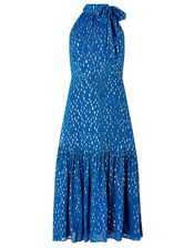 Leilani Metallic Spot Midi Dress, Blue (BLUE), large