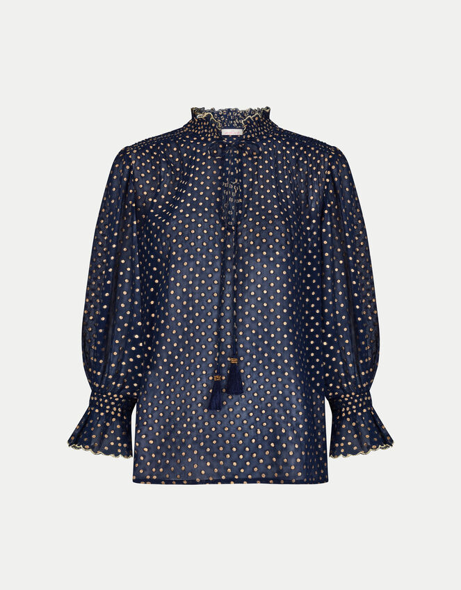 East Foil Polka Dot Blouse, Blue (NAVY), large