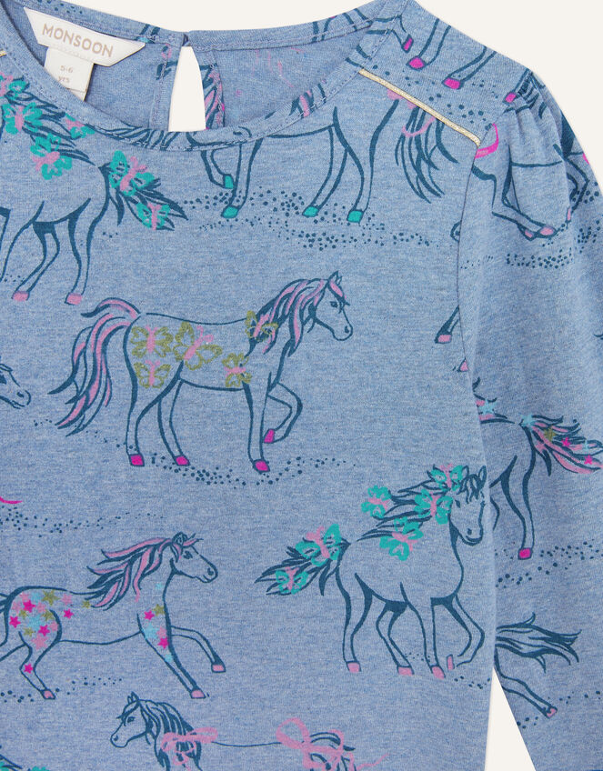 Galloping Horses Jersey Dress, Blue (BLUE), large