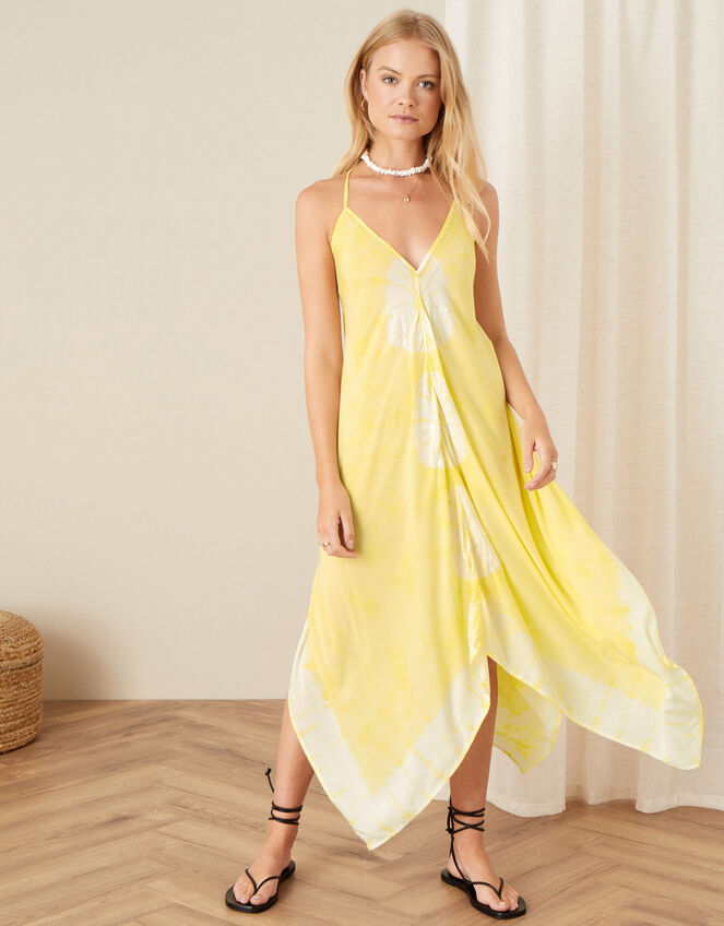 Kali Tie-Dye Hanky Hem Dress , Yellow (YELLOW), large