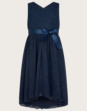 Glitter Wrap Mariposa Dress, Blue (NAVY), large
