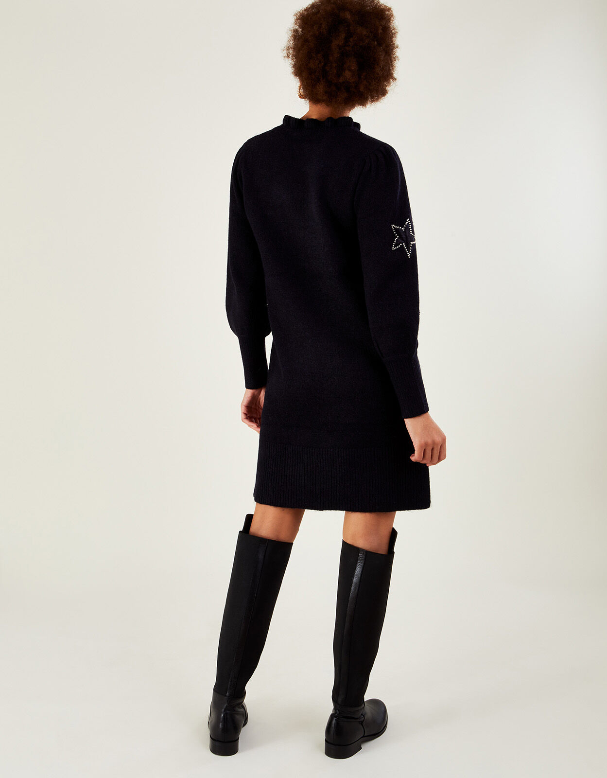 Velvet Star Knitted Dress with Recycled Polyester Blue Dresses