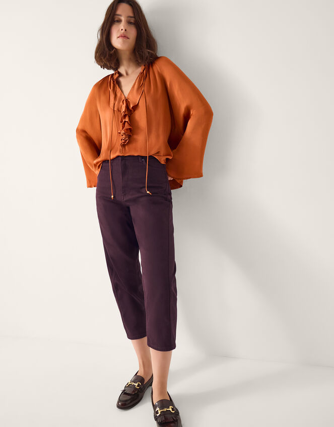 Arlette Frill V-Neck Blouse, Copper (COPPER), large