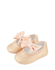 Baby Samira Gold Bow Bootie Shoes, Gold (GOLD), large
