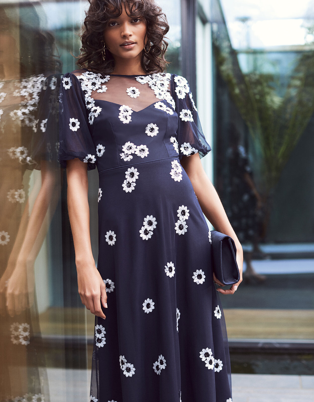Blue daisy dress top