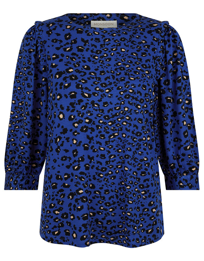 Animal Print Jersey Top, Blue (COBALT), large