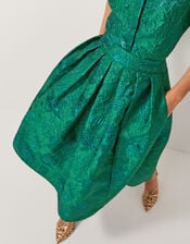 Jolene Floral Jacquard Midi Skirt, Green (GREEN), large