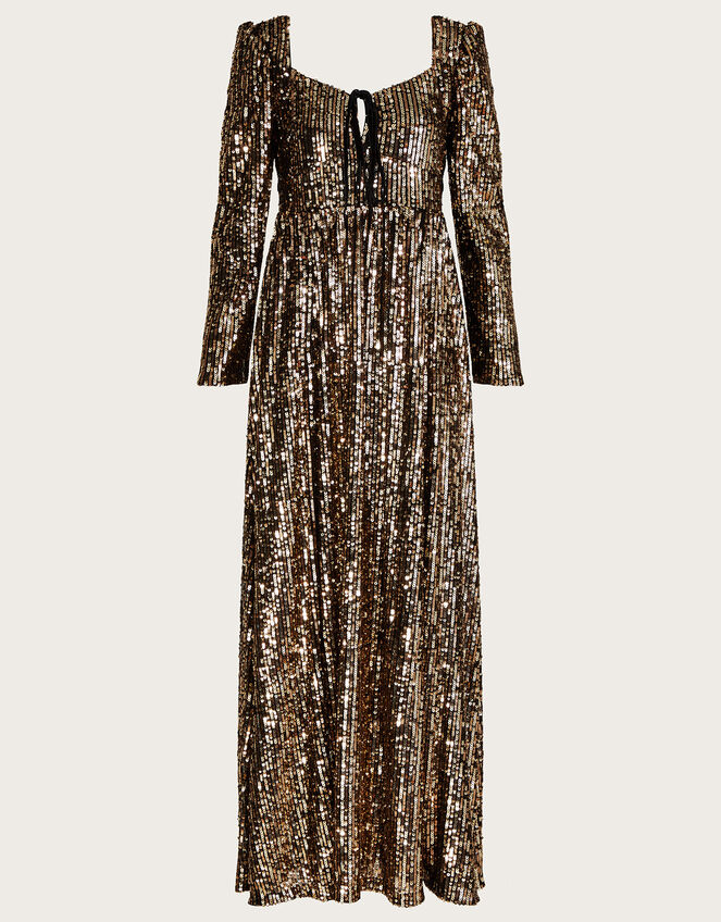 Georgina Sequin Maxi Dress, Gold (GOLD), large