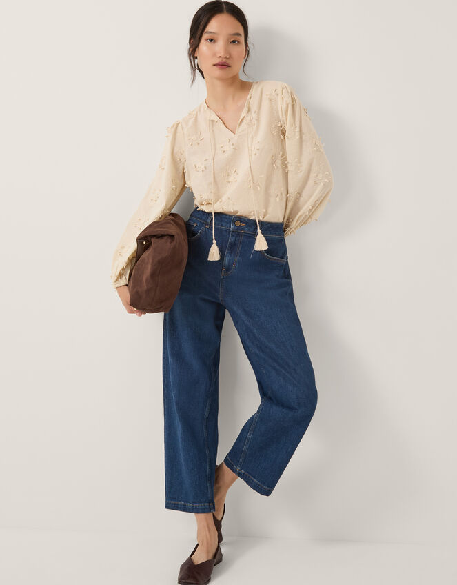 Pascale Floral Appliqué Blouse, Ivory (IVORY), large