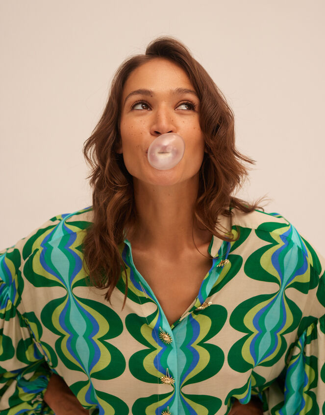 Sundress Stacy Printed Blouse, Green (GREEN), large