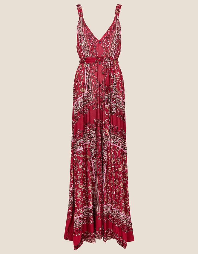 Scarf Print Jersey Maxi Dress, Red (RED), large
