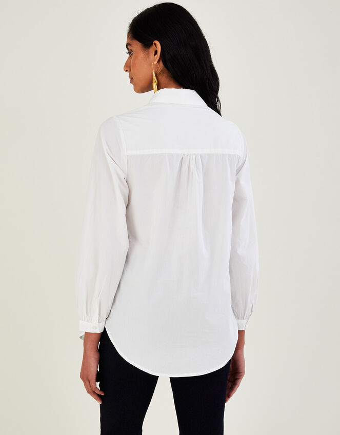 Plain Poplin Shirt in Sustainable Cotton, White (WHITE), large