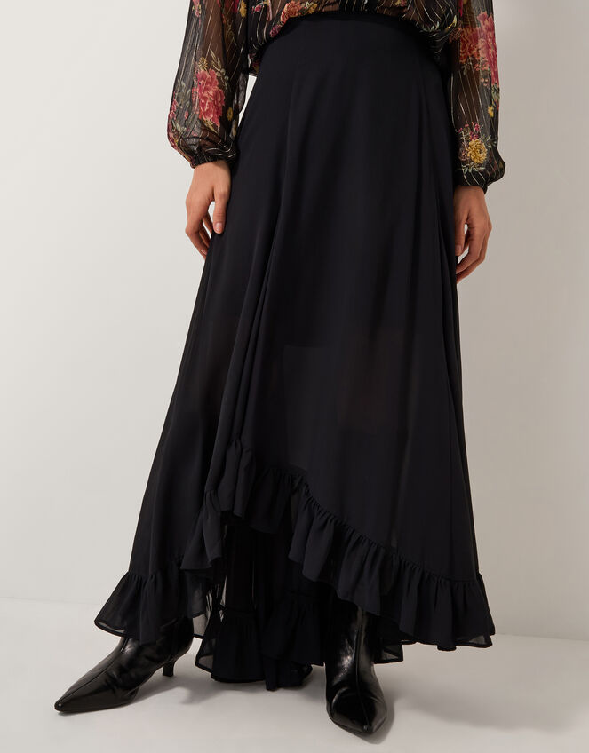 Elsie Frill Maxi Skirt, Black (BLACK), large