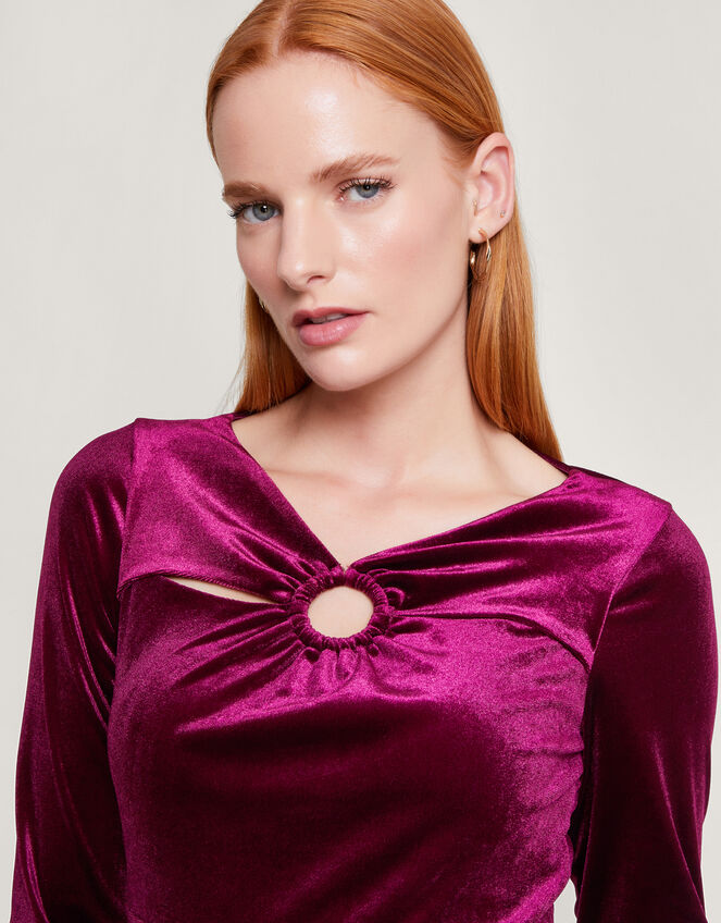 Cece Velvet Shift Dress, Red (RED), large