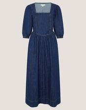 Lily Square Neck Denim Midi Dress, Blue (INDIGO), large