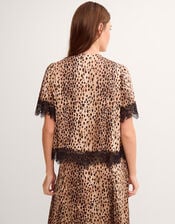 Babette Leopard Print Lace Top, Brown (BROWN), large