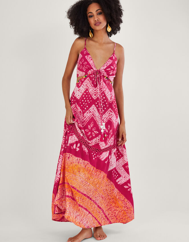 bandhani print maxi dress Periwinkle Bandhani Print Halter Style Maxi Dress 12