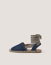 Fliss Stripe Chambray Espadrille Flats , Blue (BLUE), large