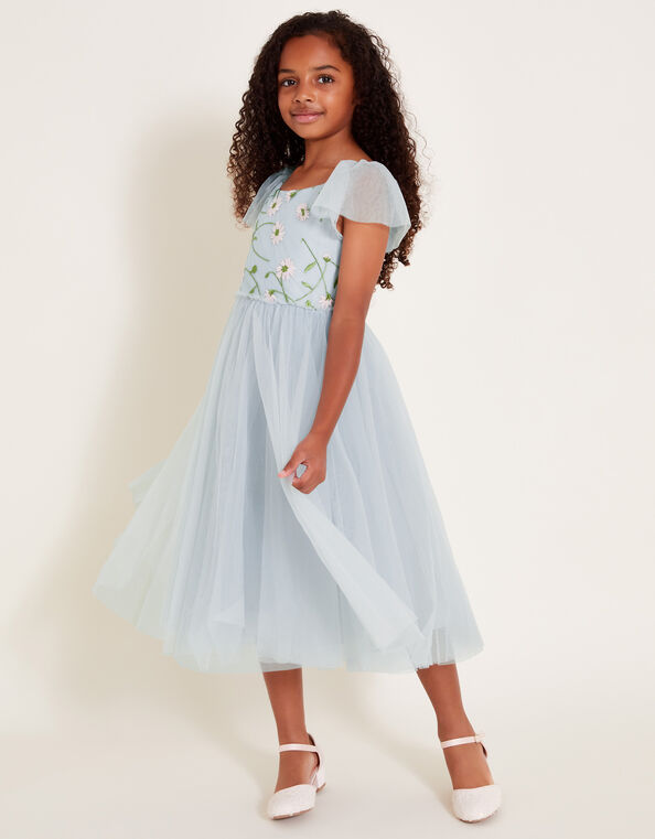 Matteo Embroidered Floral Dress, Blue (BLUE), large