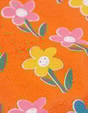 Frugi Floral Puddle Buster Raincoat, Orange (ORANGE), large
