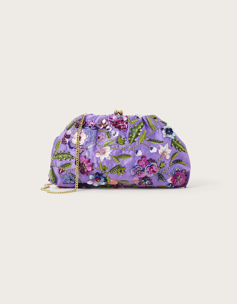 3D Floral Clasp Clutch Bag, , large