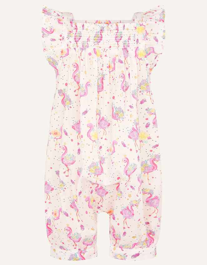 Baby Flamingo Print Romper, Ivory (IVORY), large