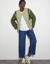 Lulu Quilted Two-Tone Jacket, Green (KHAKI), large