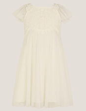 Baby Starla Lace Tulle Dress, Ivory (IVORY), large