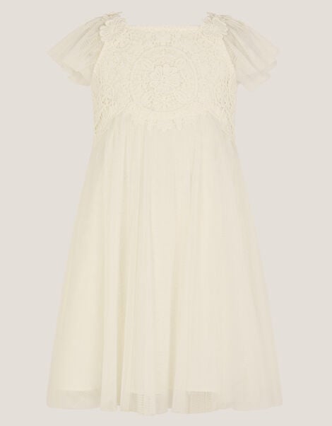 Baby Starla Lace Tulle Dress, Ivory (IVORY), large