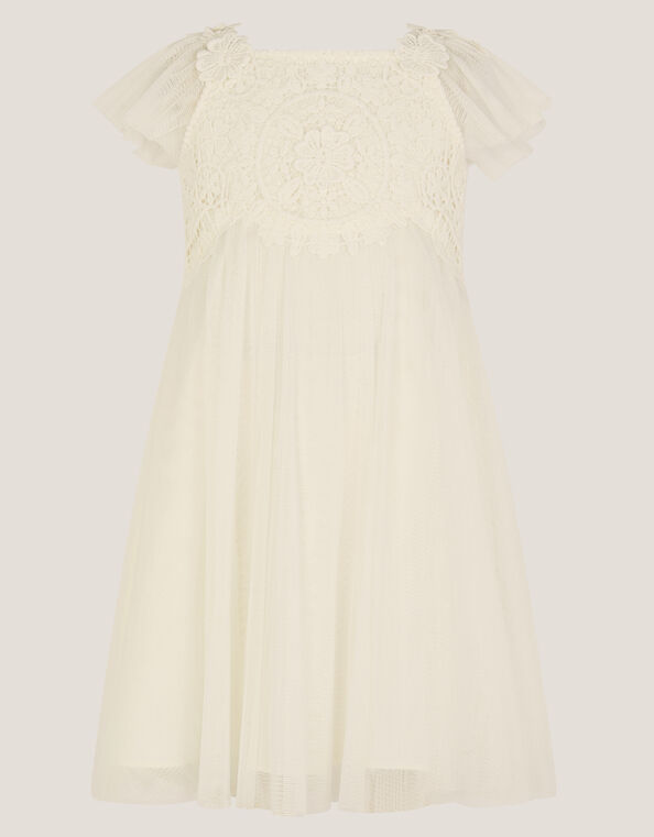 Baby Starla Lace Tulle Dress, Ivory (IVORY), large