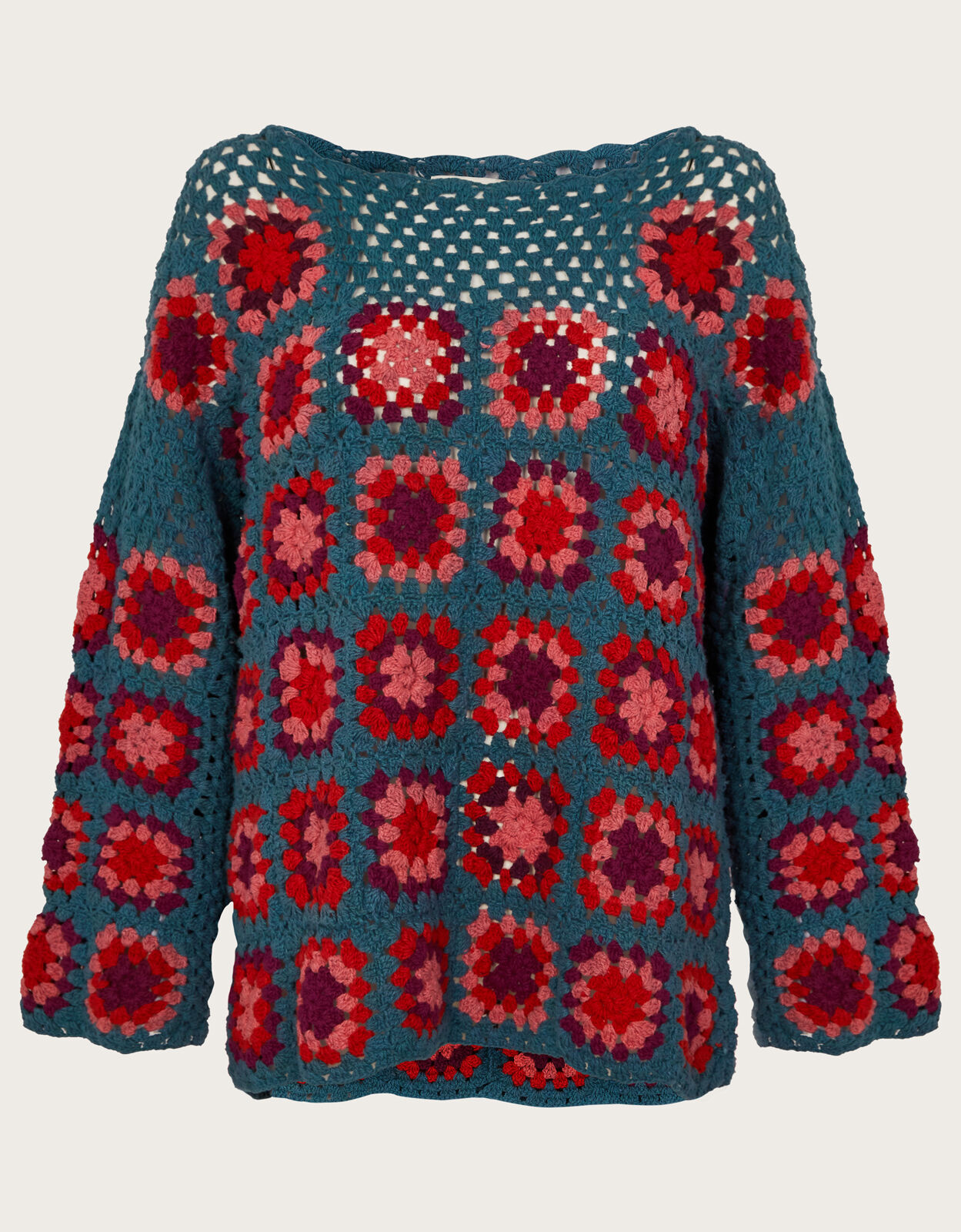 Hand Crochet Jumper Blue Knitwear Monsoon Global