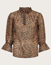 Liza Leopard Print Blouse, Brown (BROWN), large