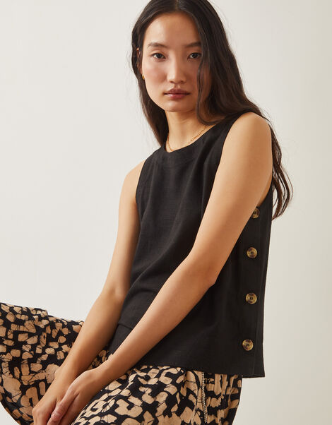 Lucy Button Tank Top, Black (BLACK), large