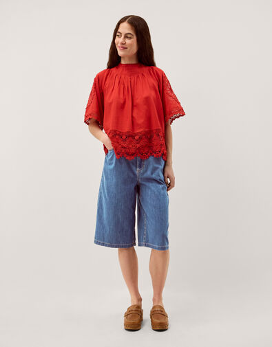 Raye Longline Denim Shorts, Blue (DENIM BLUE), large