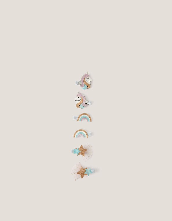 6-Pack Unicorn Hair Clips, , large