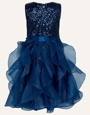 Cancan Ruffle Dress, Blue (NAVY), large