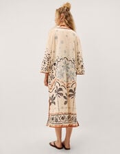 Aleah Tropical Print Midi Kaftan, Ivory (IVORY), large