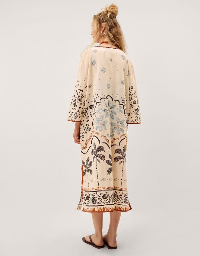 Aleah Tropical Print Midi Kaftan, Ivory (IVORY), large
