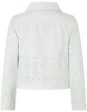 Missy Schiffli Denim Jacket, White (WHITE), large