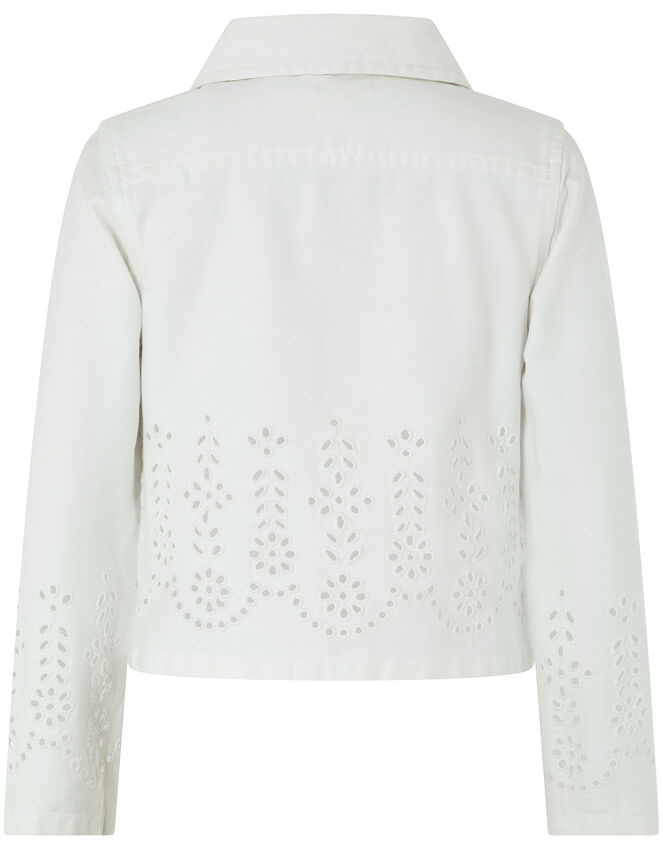 Missy Schiffli Denim Jacket, White (WHITE), large