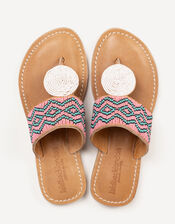 Laidback London Heron Beaded Leather Sandals, Pink (PINK), large