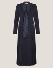 Jessie Jersey Pleat Midi Dress & Scarf, Blue (NAVY), large