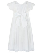 Zita Soft Tulle Dress with Crochet Neckline, Ivory (IVORY), large