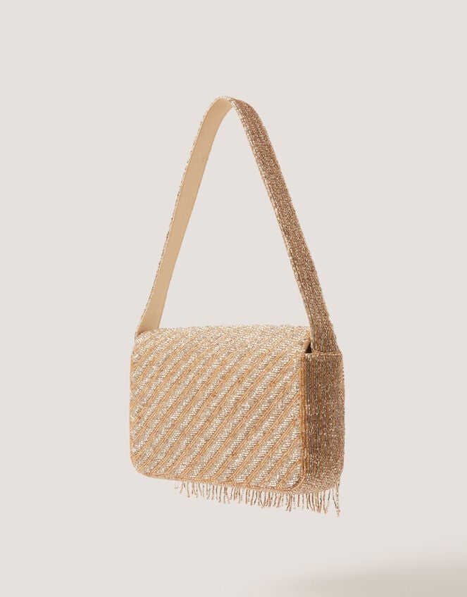 Fern Beaded Tassel Shoulder Bag, , large