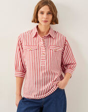 Liv 3/4 Sleeve Stripe Shirt, Red (RED), large