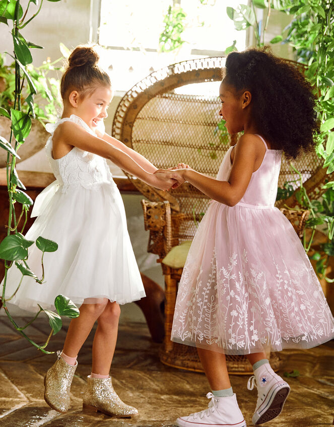 Meadow Border Tulle Dress, Pink (PINK), large