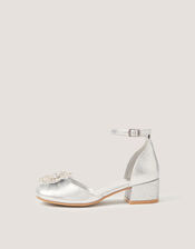 Gemstone Flower Two Part Heels , Silver (SILVER), large